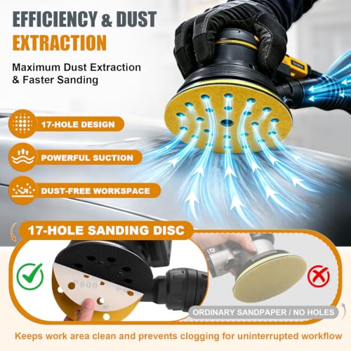 80Pcs 6 Inch Sanding Discs 120 Grit, Hook and Loop Orbital Sandpaper - style: 120Grit-80Pcs