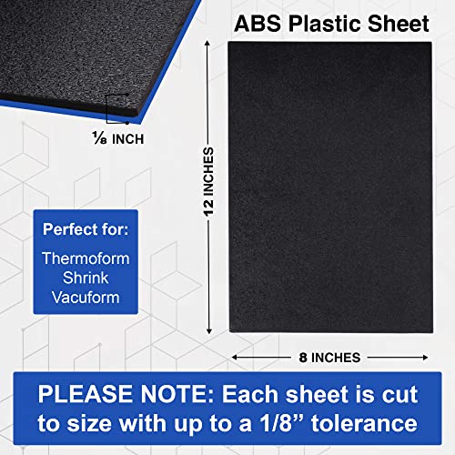 Duco ABS Plastic Sheet 1/8" (3mm) Thick 8" x 12" - 1 Pack of USA-Made Textured & Matte ABS Black Sheet - Heat Moldable Plastic Panel for Home Decor, Crafts, Robotics, DIY Projects and Industrial - size: 8" x 12"