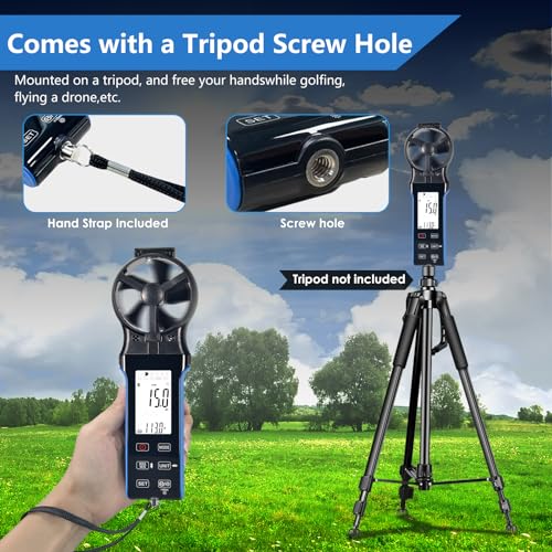 HoldPeak CFM Meter HVAC Anemometer with 270º Rotatable Detector, Handheld Wind Speed Meter Gauge with Touch Button, Waterproof Rechargeable Air Flow Velocity Measuring Device for HVAC Outdoor Sailing - color: 5000D-CFM Anemometer
