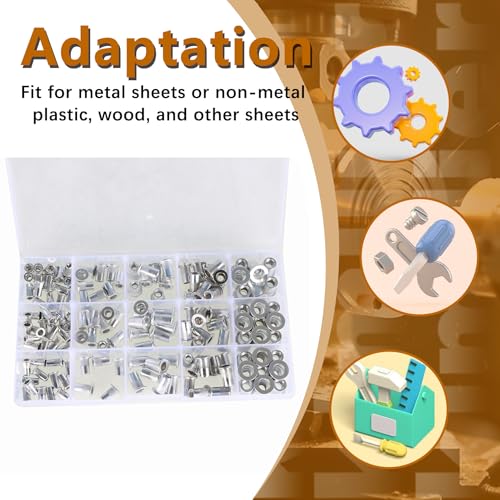 kimllier 150Pcs Rivet Nuts SAE Rivet Nut Assortment Kit Aluminum Threaded