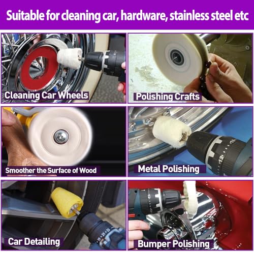 6 PCS Buffing Pad Polishing Wheel for Dremel, Buffing Wheel Kits with 1/4 Inch Shank for Metal Aluminum Chrome Wood Jewelry Brass Glass Plastic Stainless Steel - style: 6 PCS