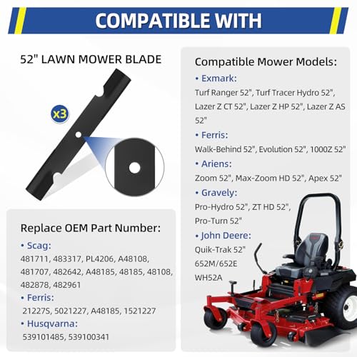 GICOOL 482878 Mower Blades for Scag Ferris 36'' 52'' Deck Lawn Mower - size: 482878