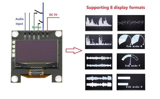 0.96" OLED Music Spectrum Display Analyzer Stereo Audio Amplifier Level Indicator Rhythm VU Module,VU Meter