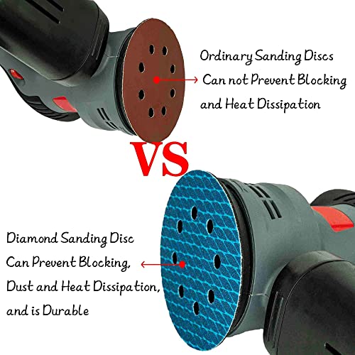 Orbital Sander Sandpaper 5 Inch 8 Hole Sanding Disc Hook and Loop Pads Sand Paper 60 Grit for Wood Metal 70 PCS Blue Aluminum Oxide Anti Blocking Rhombus Sanding Discs - style: 5 inch 60 grit