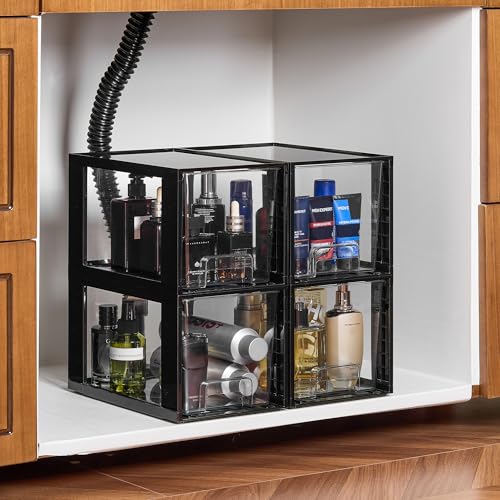 Vtopmart 4 Pack Large Stackable Storage Drawers, Black - color: Black( 4 Pack), size: Large