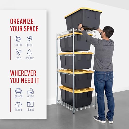 SafeRacks 5-Tier Steel Tote Rack for 27 Gallon Bins - Silver - color: Silver, size: 1 Pack