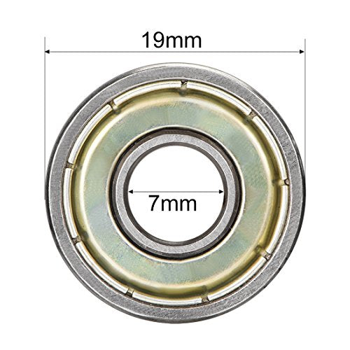 uxcell 607ZZ Deep Groove Ball Bearing Double Shield 607-2Z 80017, 7mm x 19mm x 6mm High Carbon Steel Z1 Bearings (Pack of 20) - size: 7mmx19mmx6mm