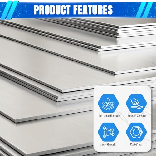 1mm Stainless Steel Sheet 6x6 Inch, 430 Magnetic Stainless Steel Plate, 18 Gauge Metal Sheet for Wall, DIY, Crafts, Jewelry, Electrical Repair (2 Pack) - size: 6" x 6"-18 Gauge(1mm)