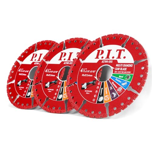 P.I.T. Cut Off Wheels 4 1/2 Inch,Diamond Blade for Angle Grinder,3-Pack