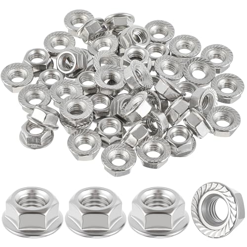 100 Pcs M6 Flange Nuts, M6-1mm Hexagon Flange Nuts, Silver - size: M6