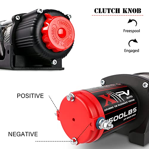 XPV AUTO 12V 4500LBS Steel Rope Electric Winch for Towing ATV/UTV Off Road with Wireless Remote Control Mounting Bracket IP67 Waterproof Electric Winch with 4-Way Roller Fairlead - color: Black, size: 4500lb. steel cable winch
