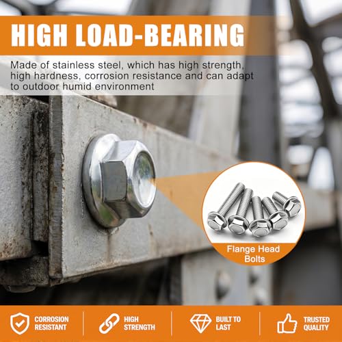 mankk 200PCS Flange Head Bolts Assortment Kit M8x1.25 Bolt (Length 16/20/25/30/35mm) Metric Bolt Stainless Steel Hex Head Bolts and Serrated Flange Nuts Kit Full Thread M8 Bolt - size: SS 200PCS M8 Kit
