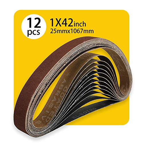 1 x 42 Inch 150 Grit Sanding Belt | Premium Aluminum Oxide Sanding Belt | Premium Sander Sandpaper – 12 Pack - size: 150 Grit