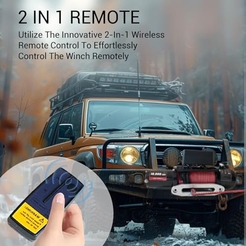 10000lbs Electric Winch 12V, IP67 Waterproof Off-Road Truck Winch with 85ft 7/20" Steel Cable & Wireless Handheld Remote, Heavy-Duty Power Winch for Towing UTV ATV SUV 4x4 Off Road Vehicle - color: Red, 10000lbs