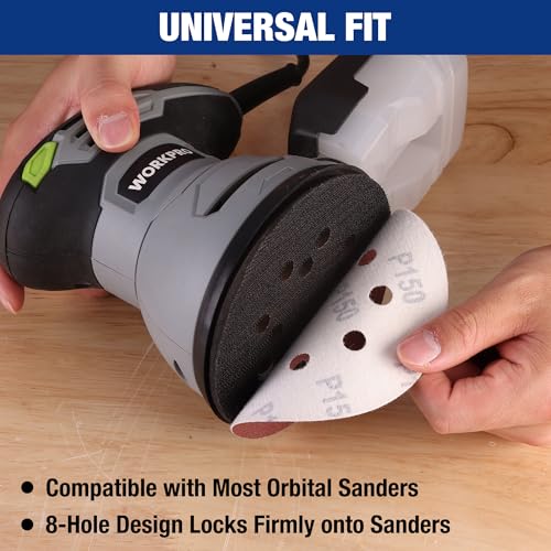 WORKPRO Sanding Discs, 5-Inch 150 Grit 8-Hole Hook and Loop, 150 Pack - style: 150PCS 5 Inch 150 Grit