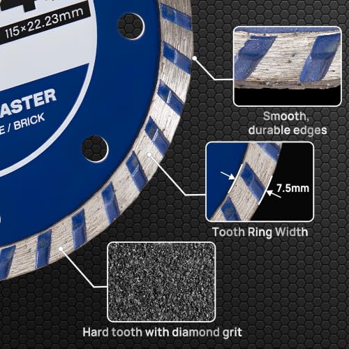 4-1/2 Inch Diamond Saw Blades for Angle Grinder, Tile Cutting Wheel 3Pcs - color: Silver Blue