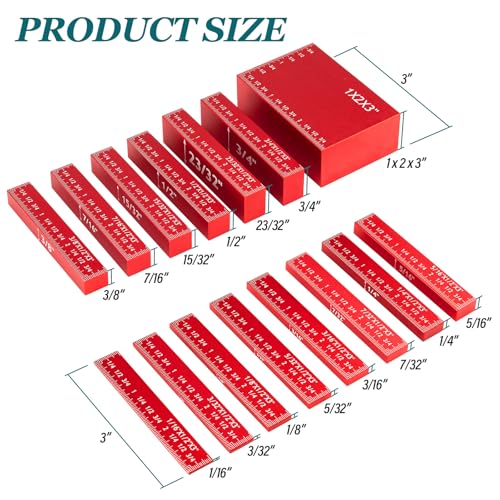 15 PCS Precision Setup Blocks for Woodworking