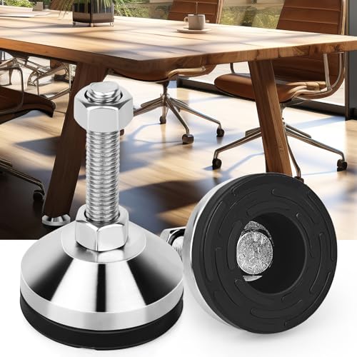Anwenk Heavy Duty Leveling feet Adjustable Feet Levelers Leg Leveler 2.36" Dia Base,Adjustable Feet M12 Thread, Support 5280Lb for Cabinet, Table, Workbench,Machine, Warehouse (D60xM12x50) 4 Pack