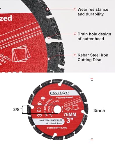 Casaverde 3"/76mm Diamond Cutting Disc with 3/8" Arbor - size: ☉76mm(3")01-1pc