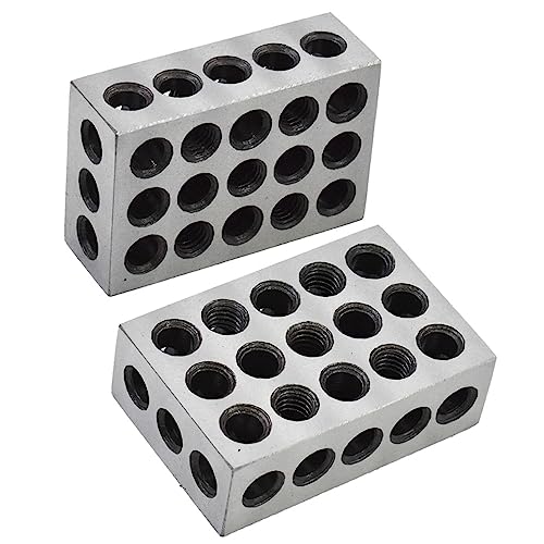 1-2-3 Machinist Blocks 23 Holes Matched Pair (1x2x3) Ultra Precision Machinist Set Up Blocks 0.0002In 123 Jig Replacement for Milling Machine (2-Pack)