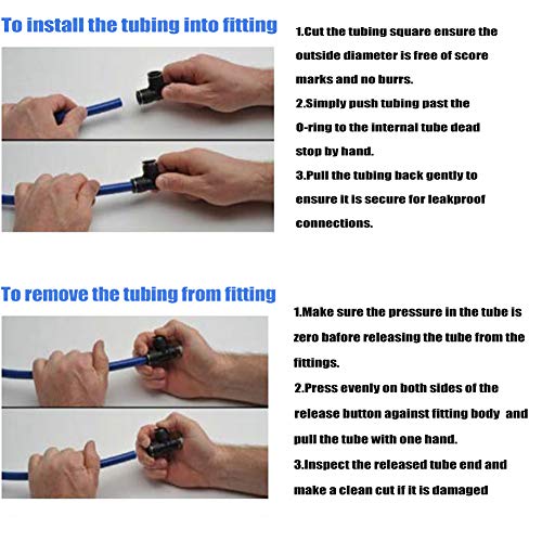 10PCS 1/2"x 1/2" Tube OD Union Tee Push to Connect Fittings - size: 1/2"x 1/2"