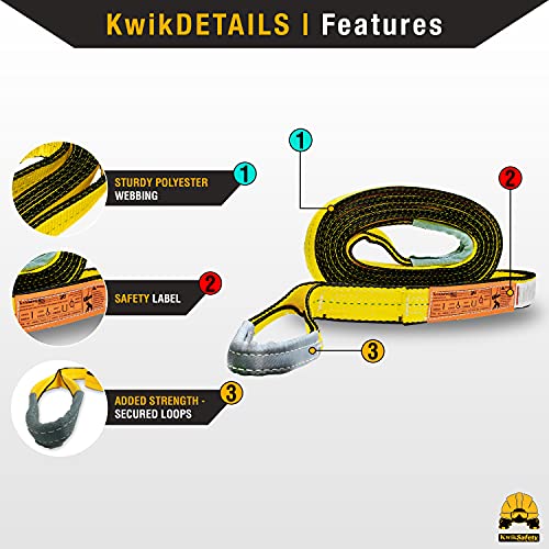 KwikSafety - Charlotte, NC - Mighty Sumo 2”x 20’ Poly Web Sling Lifting Strap Construction ASME OSHA / 6400lbs Vertical 5100lbs Choker 12800lbs Basket/Rigging Moving Towing Hoisting Gear - size: 2"x20' | 6400 lbs