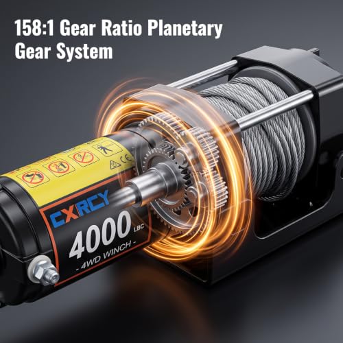 CXRCY 12V 4000 lb Electric Winch, 3/16"x32.8' Steel Rope, Wireless Remote - style: 4000LB for ATV/UTV