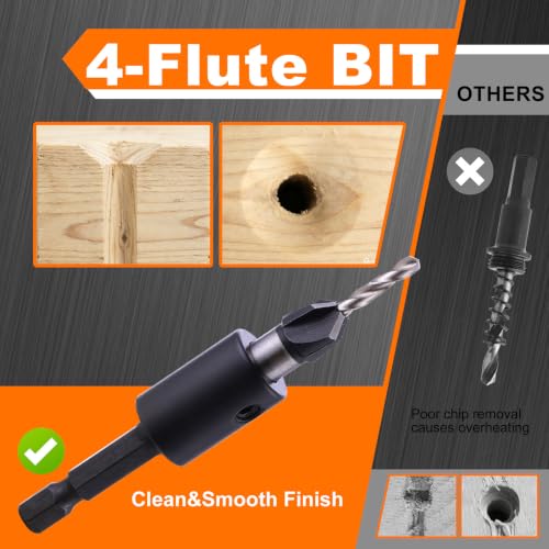 Countersink Drill Bit Set with Bit Holder 6PCS