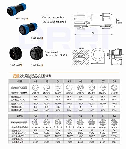HE29 26pin 28mm Automotive Plastic Waterproof Plug Electric Rear Mount Socket Connector (26 pin) - size: 26 pin