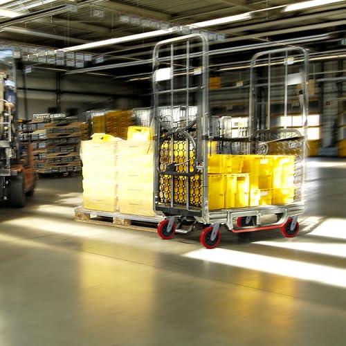 8"x 2" Heavy Duty Industrial Casters, Polyurethane on Polyolefin Core Wheel- Capacity up to 6000 Lbs (Set of 4), Use for Platform Truck, Industrial Equipment (2 Brake & 2 Rigid) - style: Size: 8 "