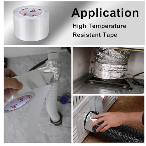 BOMEI PACK Aluminum Foil Tape,Heavy Duty Metal Foil Tape,High Temperature Silver Duct Tape,Perfect for Sealing & Patching,HVAC,Air Ducts,Insulation and Metal Repair (3 Inch) - size: 3 Inch x 30 Yards
