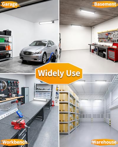40W LED Shop Lights, 5400LM Plug in Garage Light, 6000K Daylight, 2 Pack