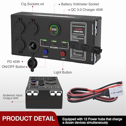 Nilight Mini Power Box 12V/24V DC Distribution Box Plug & Play Multi Ports - color: 12V 24V Mini Power Box