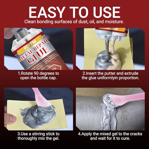 Metal Glue Heavy Duty Weld, 1.69 floz Epoxy Glue Waterproof, Metal Repair Adhesive for Stainless Steel, Iron, Aluminum, Wood, DIY Crafts, Instant Bonding