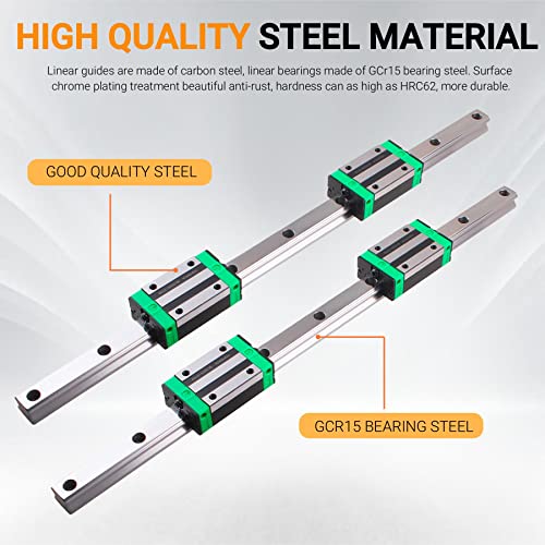 ANWOK 2Pcs Linear Guide Rail HGR20-1000mm + 1PCS SFU/RM1605-1000mm Anti-Backlash Ballscrew with BF12/BK12 Kit, DSG16H Nut Housing, Coupling, Slide Blocks Ball Screw Set for CNC DIY sfu1605-1000mm - size: HGR20-1000mm+SFU1605-1000mm, style: HGR20+SFU1605