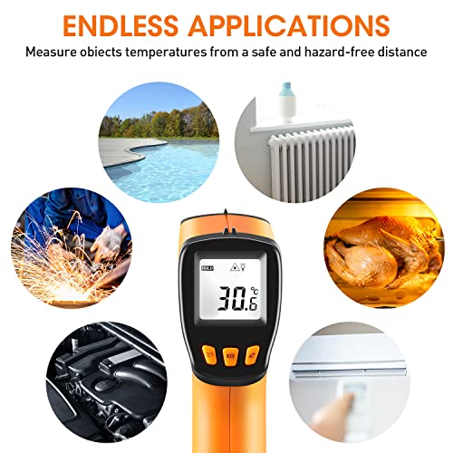 Infrared Thermometer (Not for Human), XinJiaYi Laser Temperature Gun for Pizza Oven, Non-Contact Laser Thermometer Gun for Cooking/BBQ/Grill/HVAC, Surface Thermometer -58°F ~ 1022°F Yellow - color: -58°F ~ 1022°F-Yellow