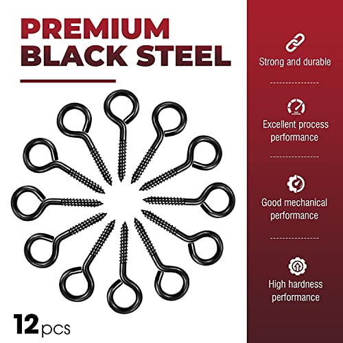 PAMAZY 2.56” Heavy Duty Screw Eye Hooks, 12Pcs Self-Tapping Eyelet Screw-in - size: 12Pcs