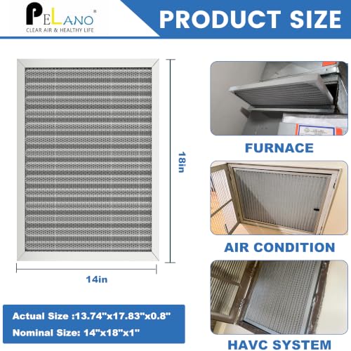 14x18x1 Reusable Air Filter, Electrostatic HVAC Air Filter, Lasts a Lifetime, Washable, Enjoy Fresher Air in Home and Office, MERV 8 (Actual Size:13.74x17.83x0.8Inch) - size: 18" x 14" x 1"