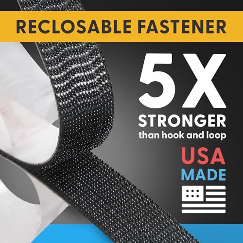 Industrial Strength - 10FT + Scissors Black Indoor/Outdoor Adhesive Mounting Tape - Self Mating Reclosable Fastener Compatible with 3M SJ3550 / SJ3560 Dual Lock - size: 10 FT + SCISSORS, style: Black