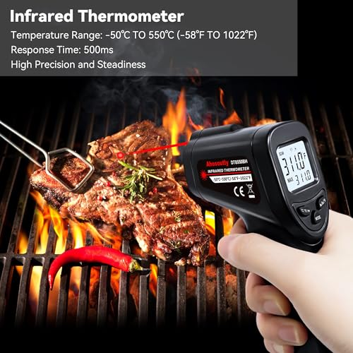 Infrared Thermometer Temperature Gun (NOT for Humans) -58℉~1022℉ (-50℃~550℃) Non-Contact Laser Instant-Read Digital Laser Infrared Ir Thermometer with Backlight(Black) - color: Black