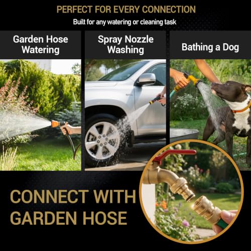 HQMPC Garden Hose Quick Connect Solid Brass Quick Connector 3/4 inch GHT (6 Sets) - size: 6 Sets