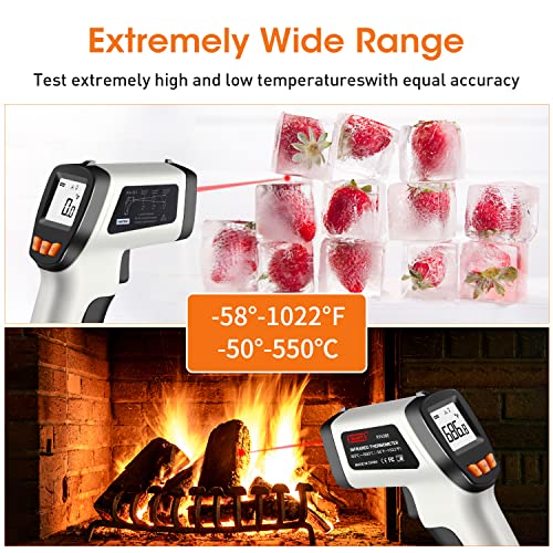 Infrared Thermometer (Not for Human), XinJiaYi Laser Temperature Gun for Pizza Oven, Non-Contact Laser Thermometer Gun for Cooking/BBQ/Grill/HVAC, Surface Thermometer -58°F ~ 1022°F Gray - color: -58°F ~ 1022°F-Gray