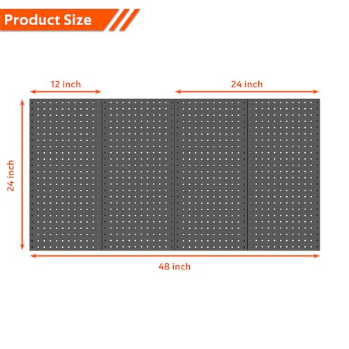 Ultrawall 4 Pcs Metal Pegboard Wall Panels, Peg Boards for Garage Tool Storage (Pack of 2) - color: Black, size: 4PC (Pack of 2)