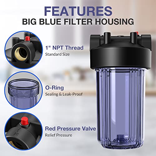 SimPure DB10C 10" *4.5" Whole House Water Filter Clear Housing - size: 1 Count (Pack of 1), style: System - Clear (10 Inch x 4.5 Inch)