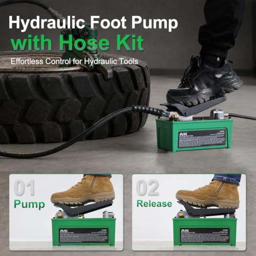 Air Hydraulic Pump with 6.6 ft Oil Hose, 10,000 PSI Foot Pedal Pump - color: Green Air Hydraulic Pump