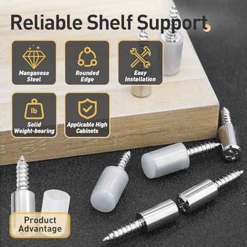 50 Pcs Self Tapping Screws Cabinet Laminate Support, Shelf Pins with Non-Slip Sleeve, Cabinet Shelf Pegs for Kitchen Utensils, Bookcases and Wardrobes, Fixed Support Self - Tapping Cross Screw - color: Clear, size: 50 PCS