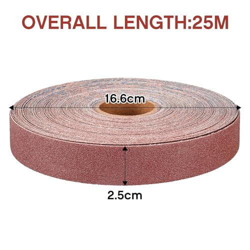 Emery Cloth Roll 400 Grit, 1 Inch x 82 Feet Heavy Duty Sandpaper - size: 25 meters, style: 400 Grit