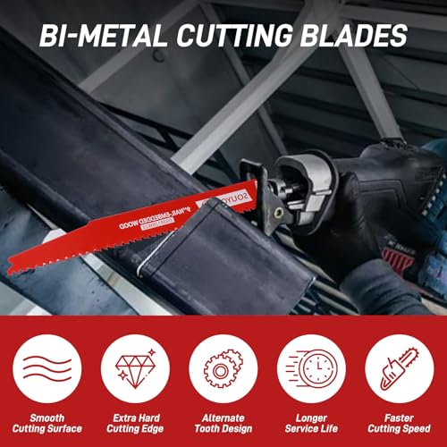 50 Pack 9 Inch 4/6 Tpi Reciprocating Saw Blades Bi-Metal with Coating Stud and Reciprocating Saw Blades for Cutting Embedded Wood Metals PVC Pallets etc - size: 9in 50Pack, style: 4/6 Tpi