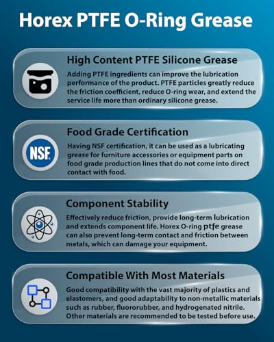 PTFE Silicone Grease O-Ring Food Grade Lubricant 1.76oz Faucet Valve Filter Ceramic Rubber Gasket Sealant Hose Waterproof Repair Supplies for Home Plumber Pool Bathroom Kitchen Garden Marine - size: PTFE 50g