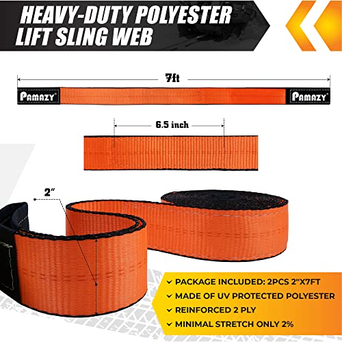 2”x7’ Sturdy Lift Sling Straps, 18800lbs Heavy Duty Lifting Web Sling—2 PCS - size: 2 Pack 2”x7FT